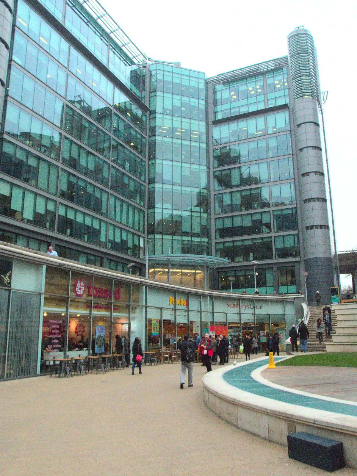 Shops in the Sheldon Square pit, from Grandad's Fire and SwiftKey Moves Offices, Eye and Paddington - 23rd January 2017