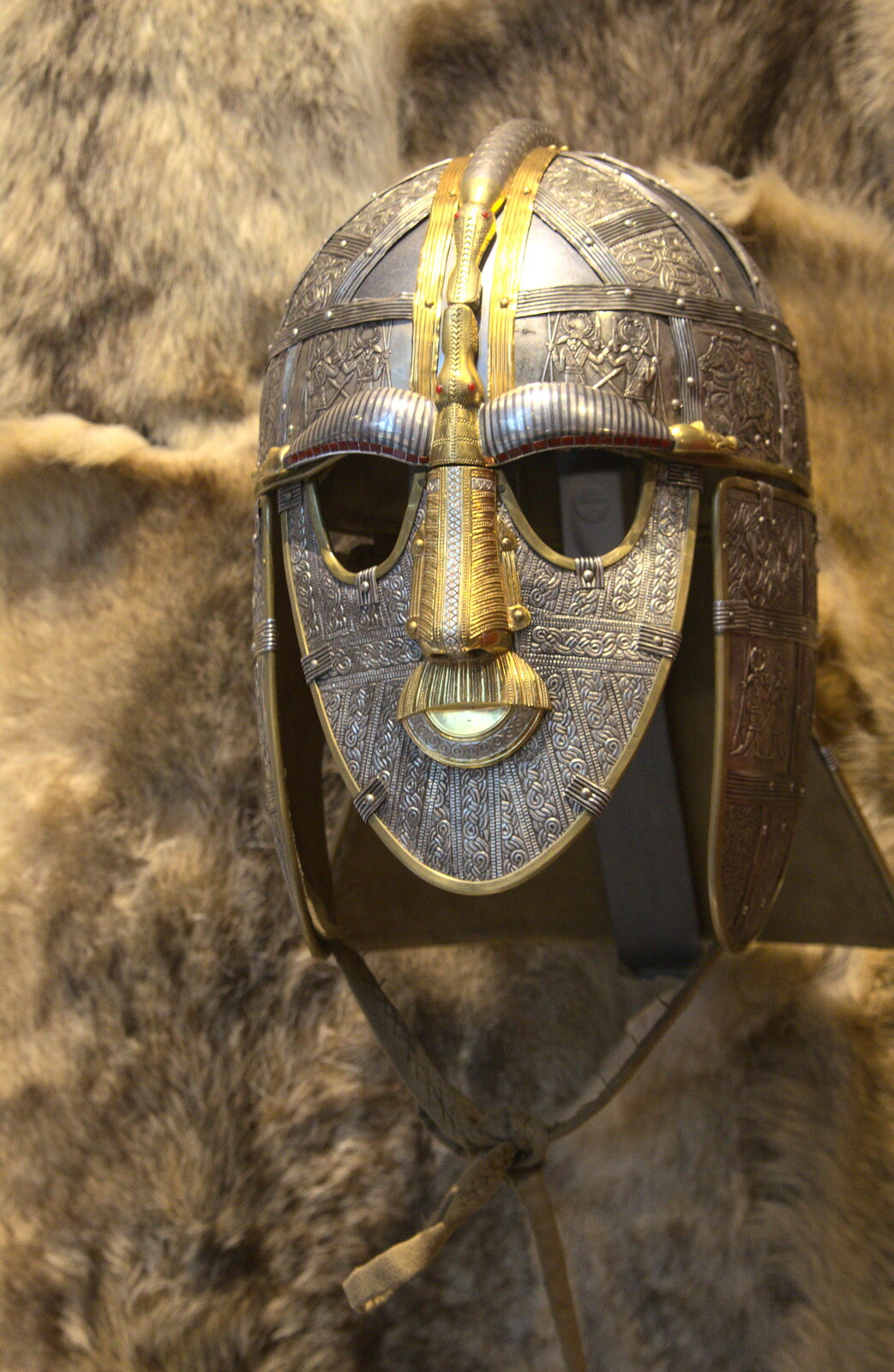A reproduction of the famous helmet from A Trip to Sutton Hoo, Woodbridge, Suffolk - 29th January 2017
