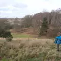 Fred surveys the view over to the River Deben, A Trip to Sutton Hoo, Woodbridge, Suffolk - 29th January 2017