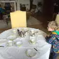 Harry inspects the table layout, A Trip to Sutton Hoo, Woodbridge, Suffolk - 29th January 2017