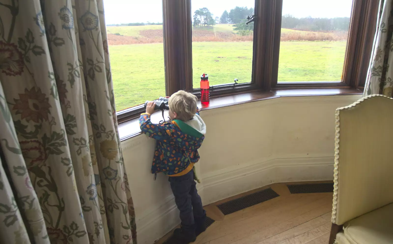 Harry scopes out stuff with a pair of 'nocklears', from A Trip to Sutton Hoo, Woodbridge, Suffolk - 29th January 2017