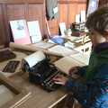 Fred tries a tiny typewriter, A Trip to Sutton Hoo, Woodbridge, Suffolk - 29th January 2017