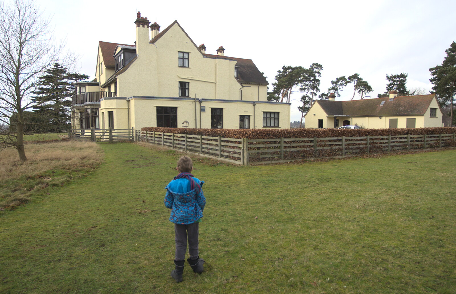 Fred outside Tranmer House from A Trip to Sutton Hoo, Woodbridge, Suffolk - 29th January 2017
