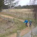 The boys run along a path, A Trip to Sutton Hoo, Woodbridge, Suffolk - 29th January 2017