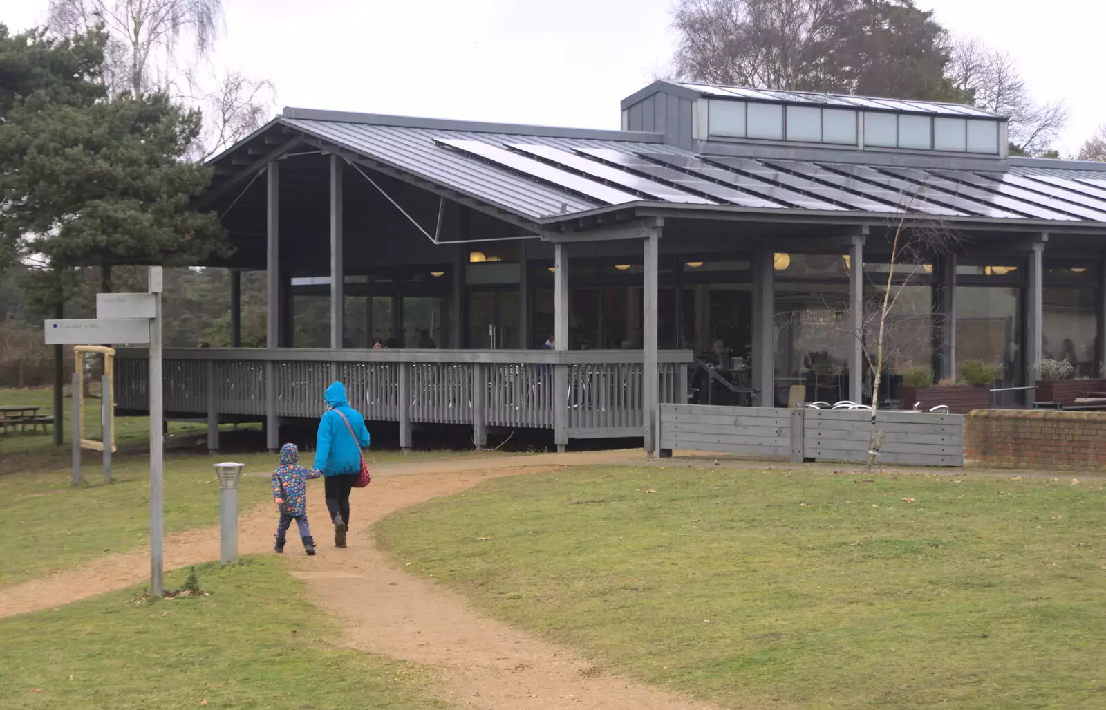 Heading back to the café, from A Trip to Sutton Hoo, Woodbridge, Suffolk - 29th January 2017