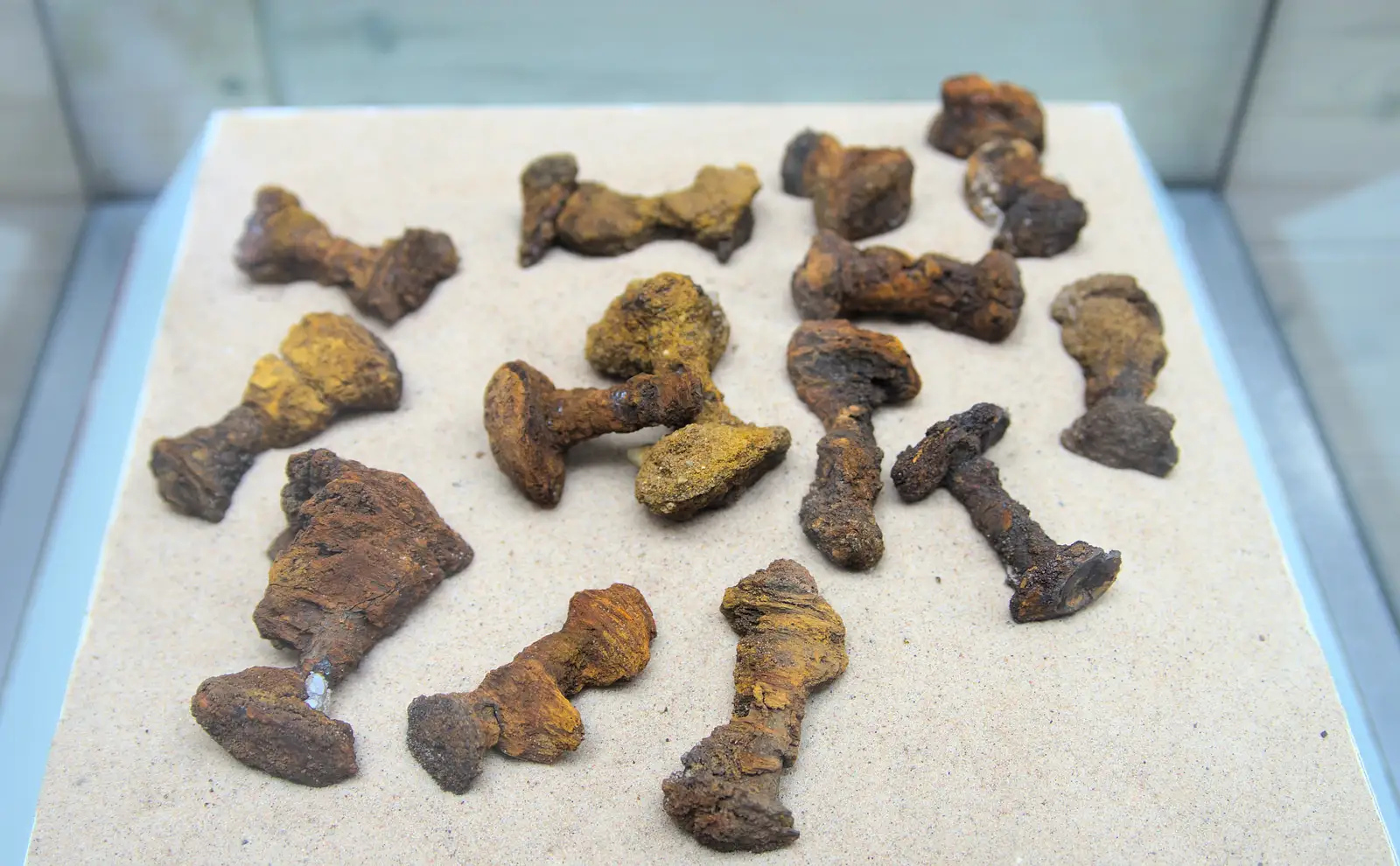 A collection of original rusty iron boat rivets, from A Trip to Sutton Hoo, Woodbridge, Suffolk - 29th January 2017