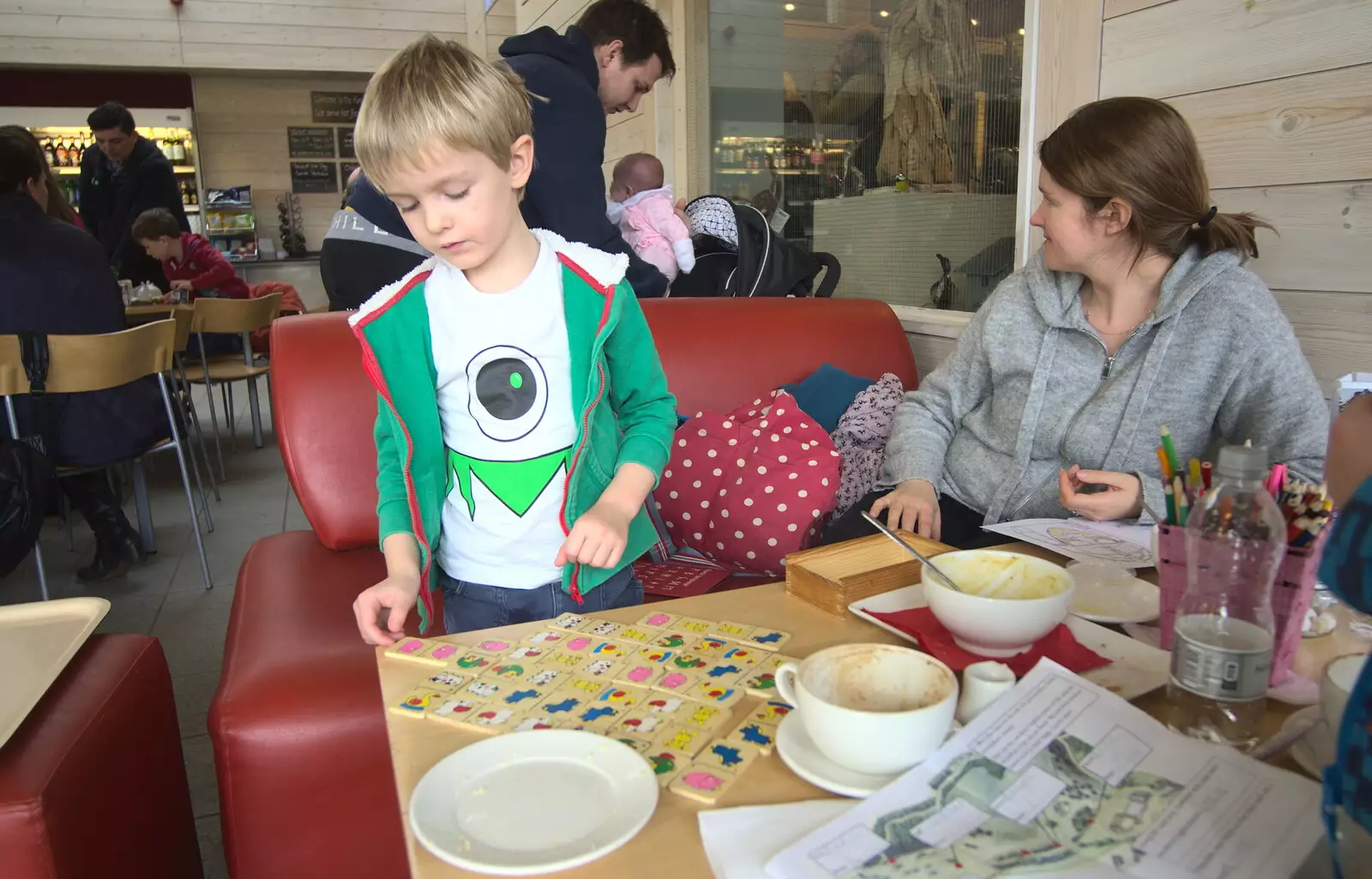 Harry plays dominos, from A Trip to Sutton Hoo, Woodbridge, Suffolk - 29th January 2017