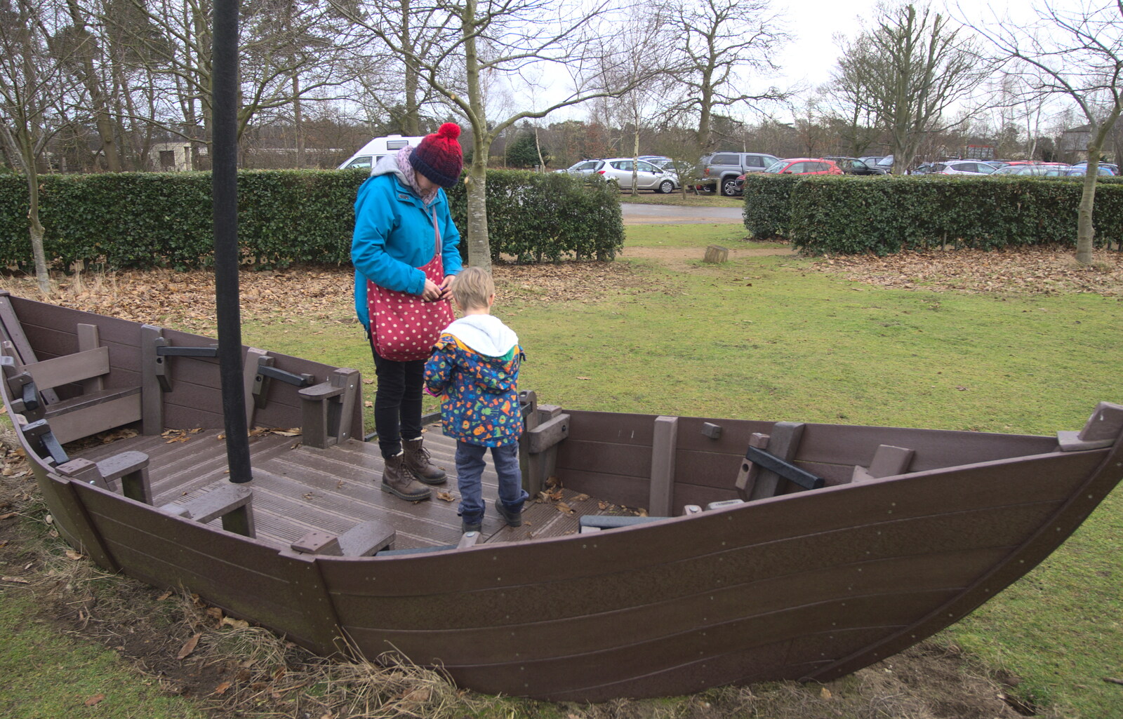 Harry's in a play boat from A Trip to Sutton Hoo, Woodbridge, Suffolk - 29th January 2017