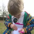 Harry draws something in his 'journal', A Trip to Sutton Hoo, Woodbridge, Suffolk - 29th January 2017