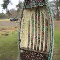 An upturned boat is covered in stickers, A Trip to Sutton Hoo, Woodbridge, Suffolk - 29th January 2017