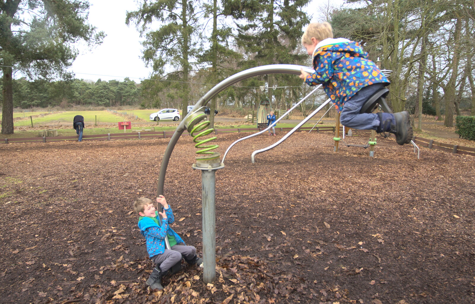 Fred and Harry do some extreme bouncing from A Trip to Sutton Hoo, Woodbridge, Suffolk - 29th January 2017