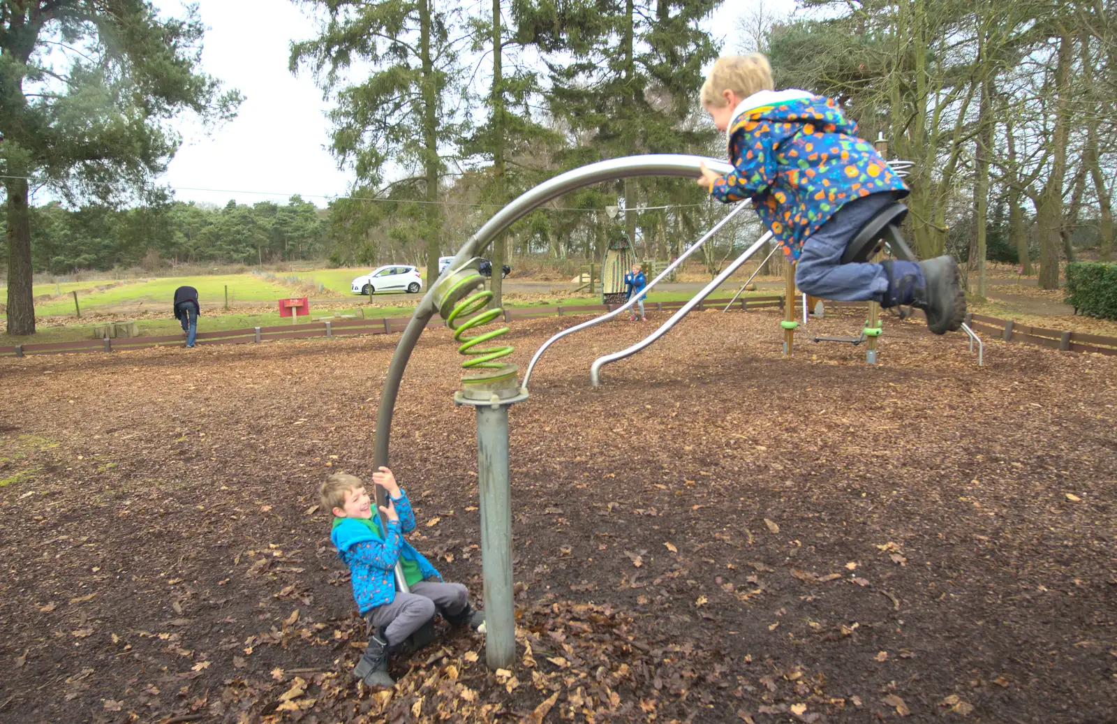 Fred and Harry do some extreme bouncing, from A Trip to Sutton Hoo, Woodbridge, Suffolk - 29th January 2017