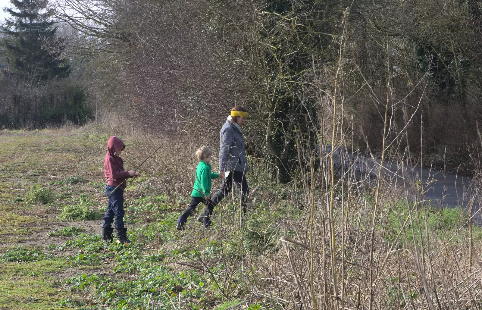 We head off across the fields, from A Winter's Walk, Thrandeston, Suffolk - 5th February 2017