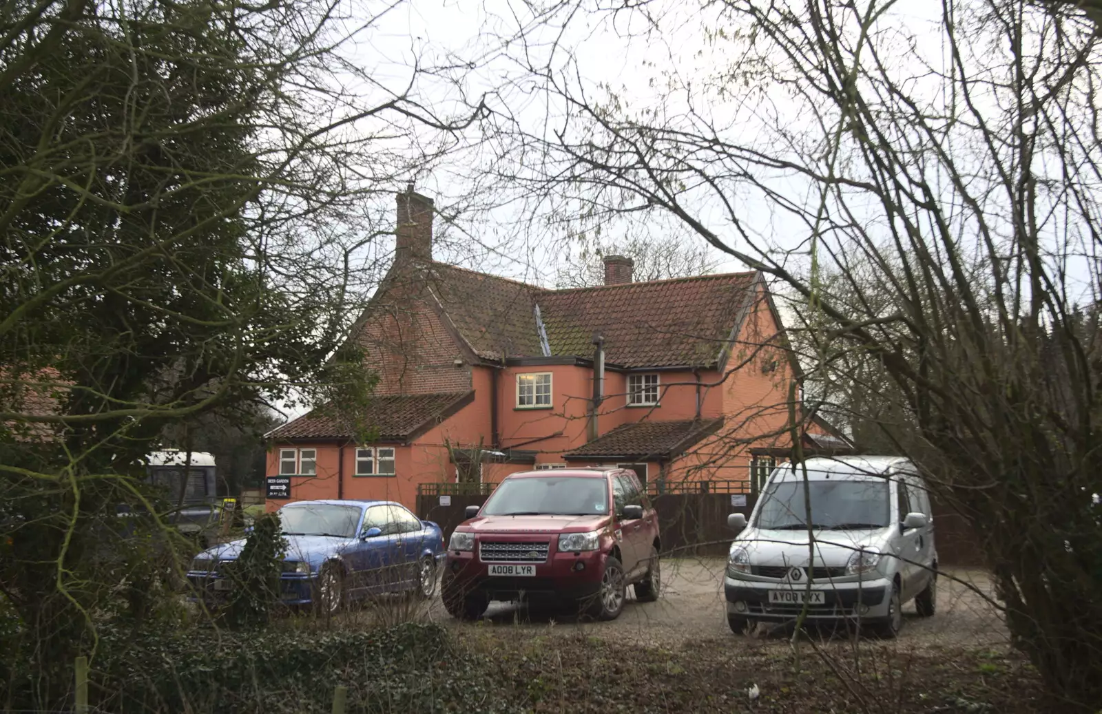 The Swan's car park, from A Winter's Walk, Thrandeston, Suffolk - 5th February 2017