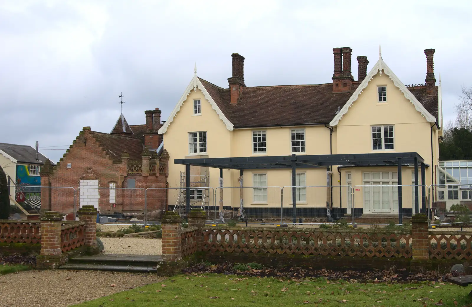 The Oaksmere's new building is under way, from A Winter's Walk, Thrandeston, Suffolk - 5th February 2017