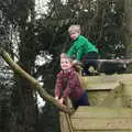 Fred and Harry on the bow of the ship, A Winter's Walk, Thrandeston, Suffolk - 5th February 2017