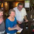 Sylvia's surprised, Sylvia's 70th Birthday up the Swan Inn, Brome, Suffolk - 11th February 2017