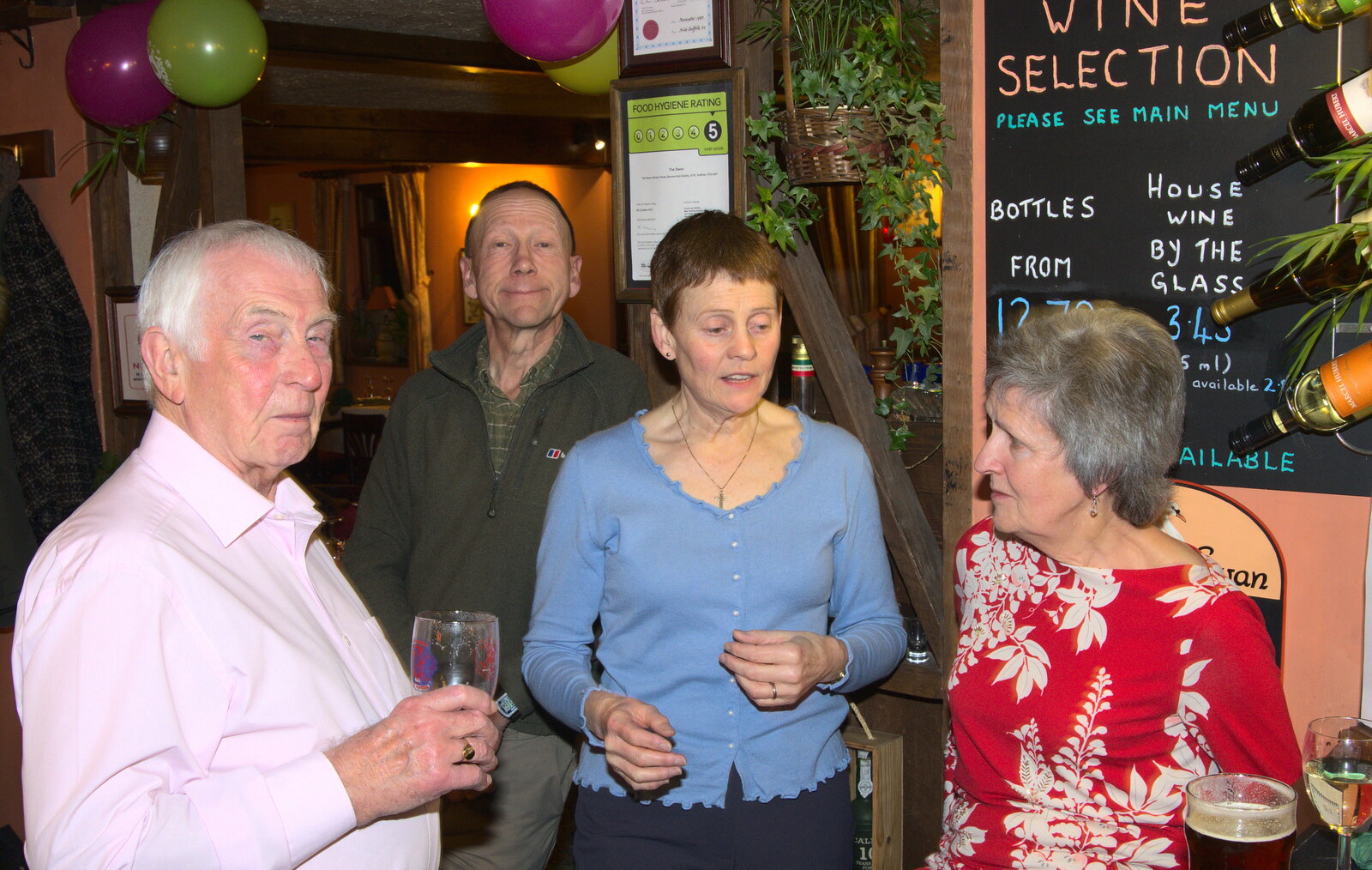 Colin, Apple, Pippa and Jill from Sylvia's 70th Birthday up the Swan Inn, Brome, Suffolk - 11th February 2017
