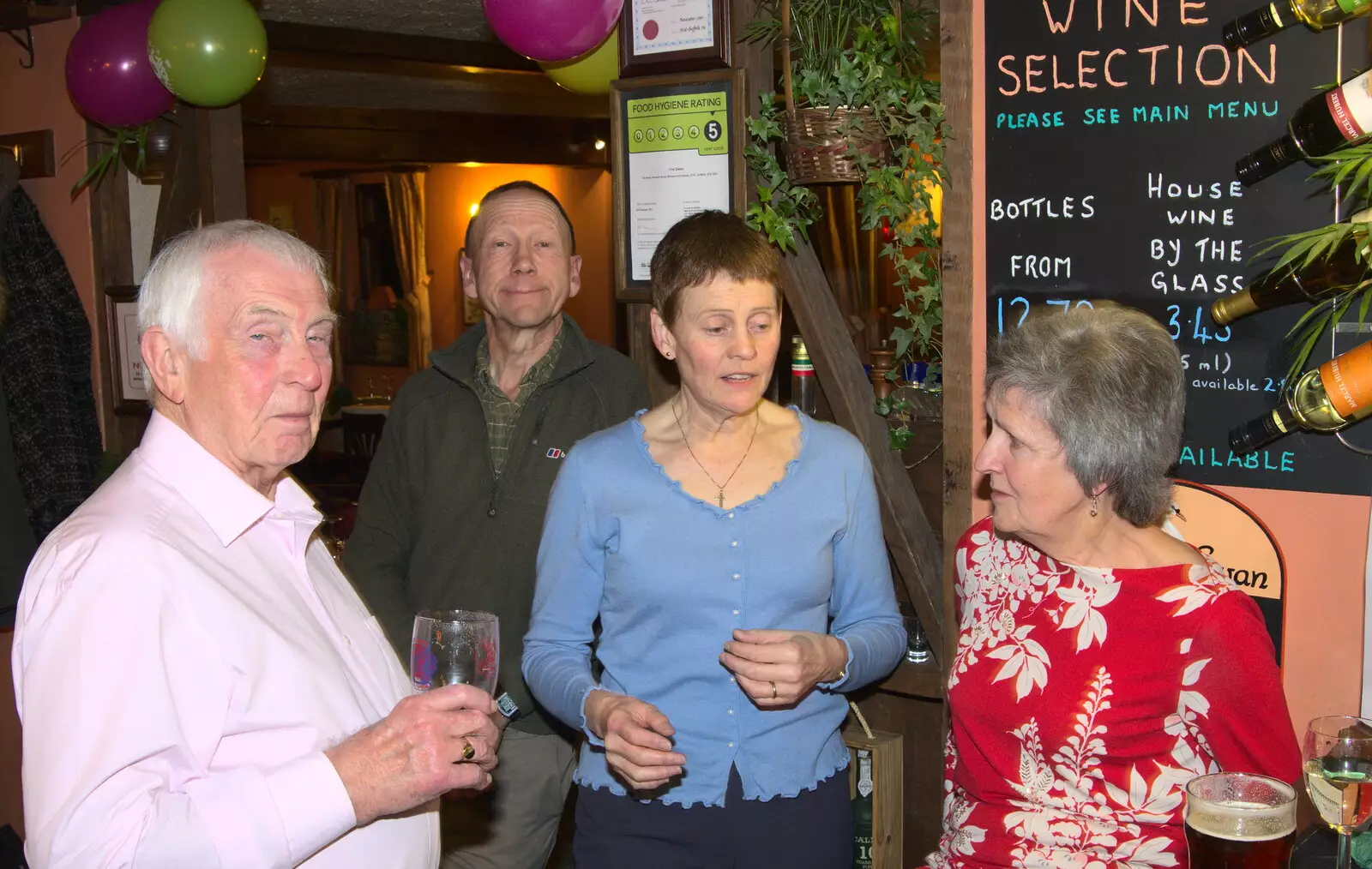 Colin, Apple, Pippa and Jill, from Sylvia's 70th Birthday up the Swan Inn, Brome, Suffolk - 11th February 2017