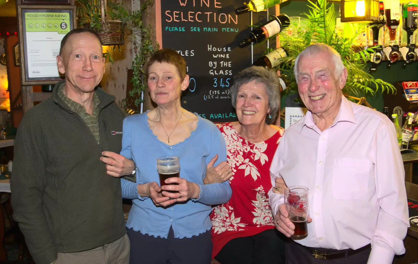 Apple, Pip, Jill and Colin, from Sylvia's 70th Birthday up the Swan Inn, Brome, Suffolk - 11th February 2017