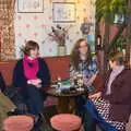 Marc looks glum as Suey and Sarah chat to Isobel, Sylvia's 70th Birthday up the Swan Inn, Brome, Suffolk - 11th February 2017