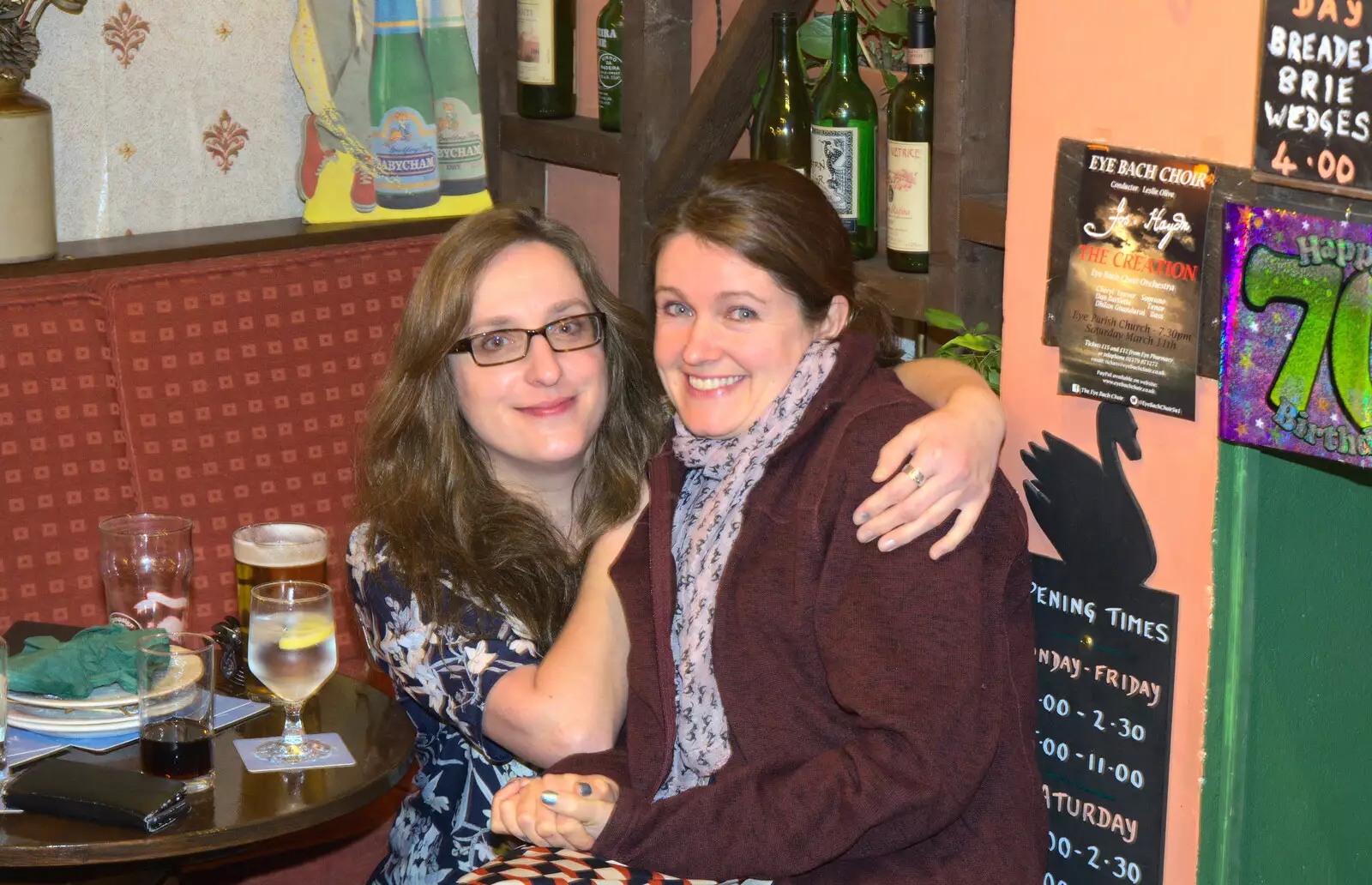 Suey and Isobel, from Sylvia's 70th Birthday up the Swan Inn, Brome, Suffolk - 11th February 2017