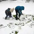 The boys start to pile up some snow, A Snowy Day, Brome, Suffolk - 12th February 2017