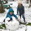 The boys have quite a big ball of snow, A Snowy Day, Brome, Suffolk - 12th February 2017