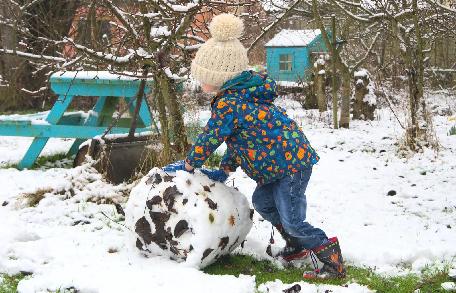 Harry does a roll-up, from A Snowy Day, Brome, Suffolk - 12th February 2017