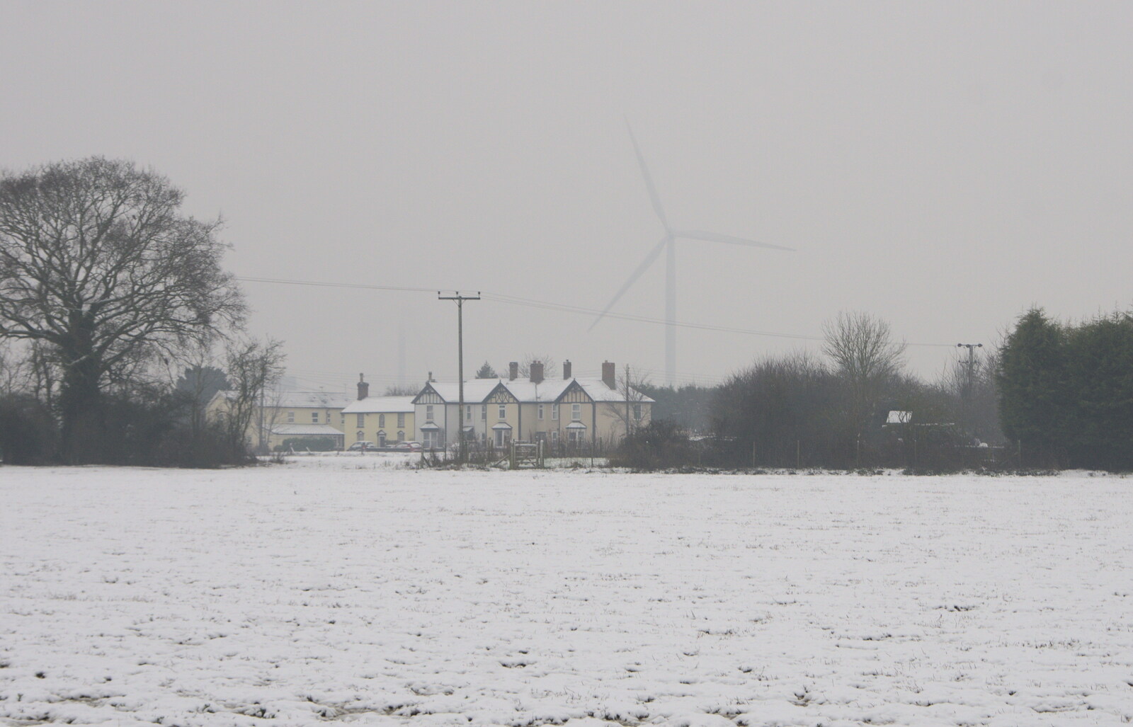 Wind turbines in the grey from A Snowy Day, Brome, Suffolk - 12th February 2017