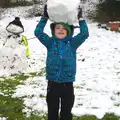 Fred's got another big snowball, A Snowy Day, Brome, Suffolk - 12th February 2017