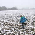 Fred runs off, A Snowy Day, Brome, Suffolk - 12th February 2017