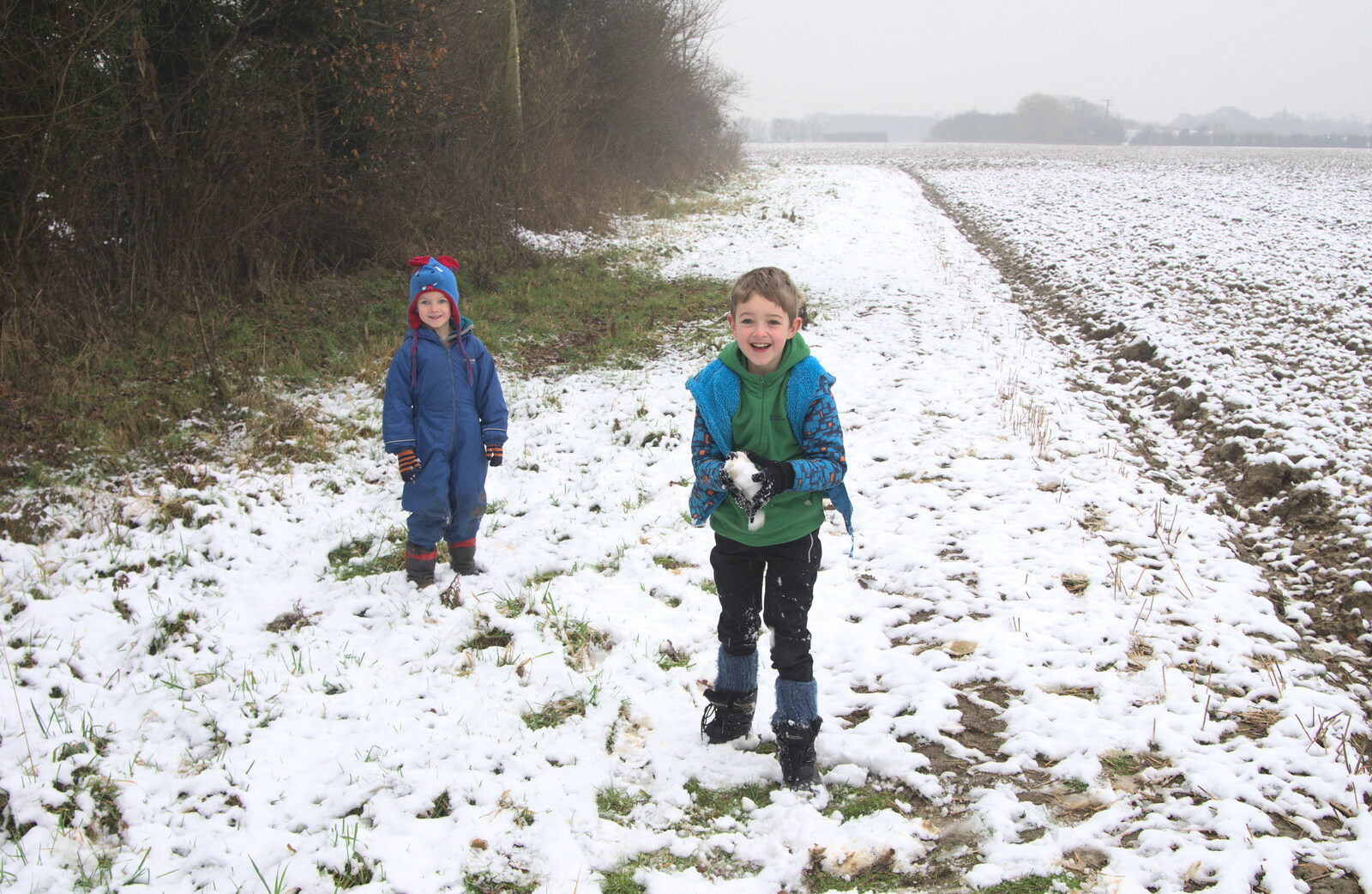 A snowball fight breaks out from A Snowy Day, Brome, Suffolk - 12th February 2017