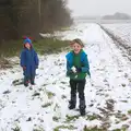 A snowball fight breaks out, A Snowy Day, Brome, Suffolk - 12th February 2017