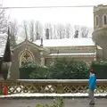 Isobel outside Brome church, A Snowy Day, Brome, Suffolk - 12th February 2017