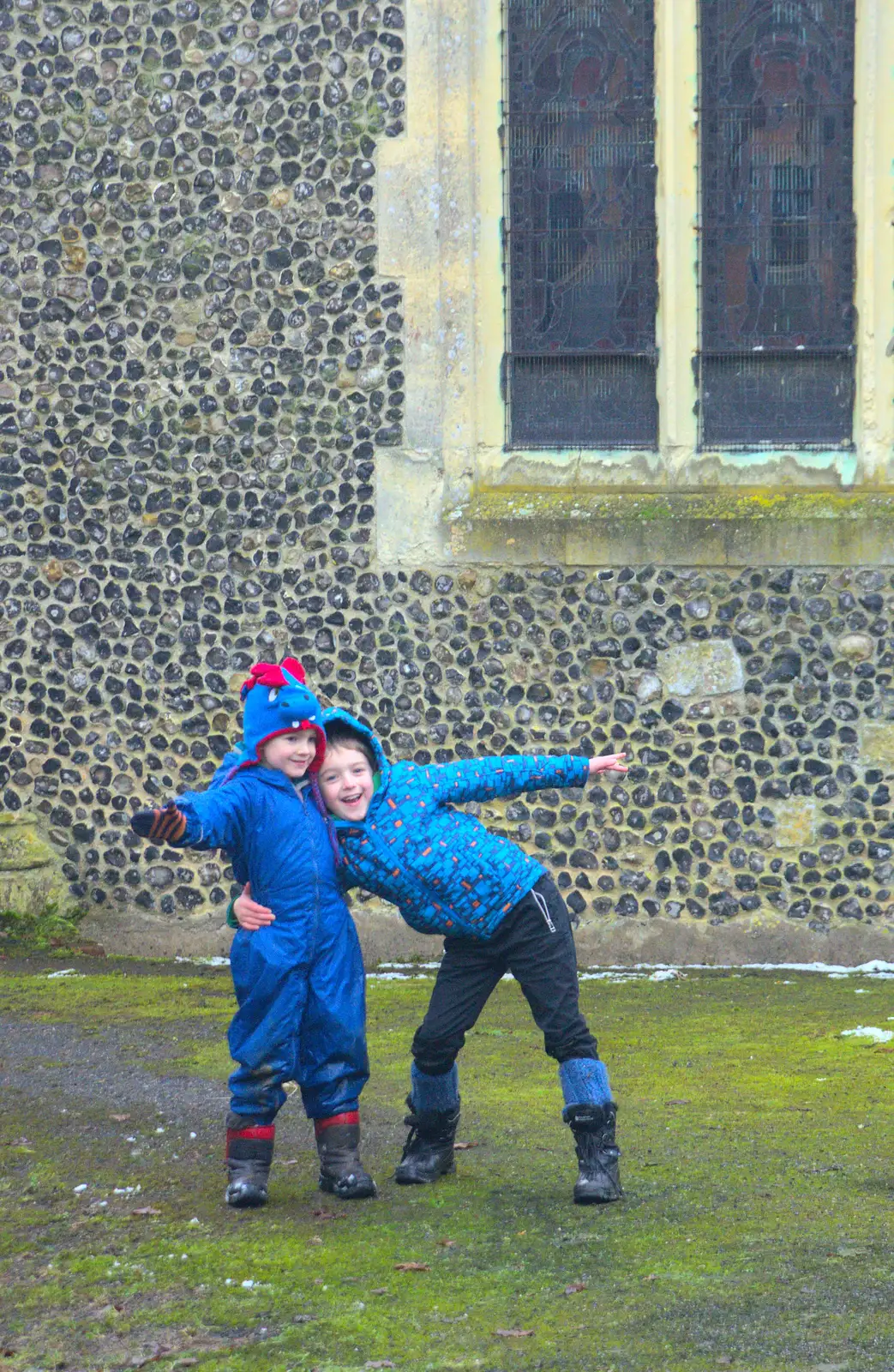 The boys do some more comedy stylings, from A Snowy Day, Brome, Suffolk - 12th February 2017