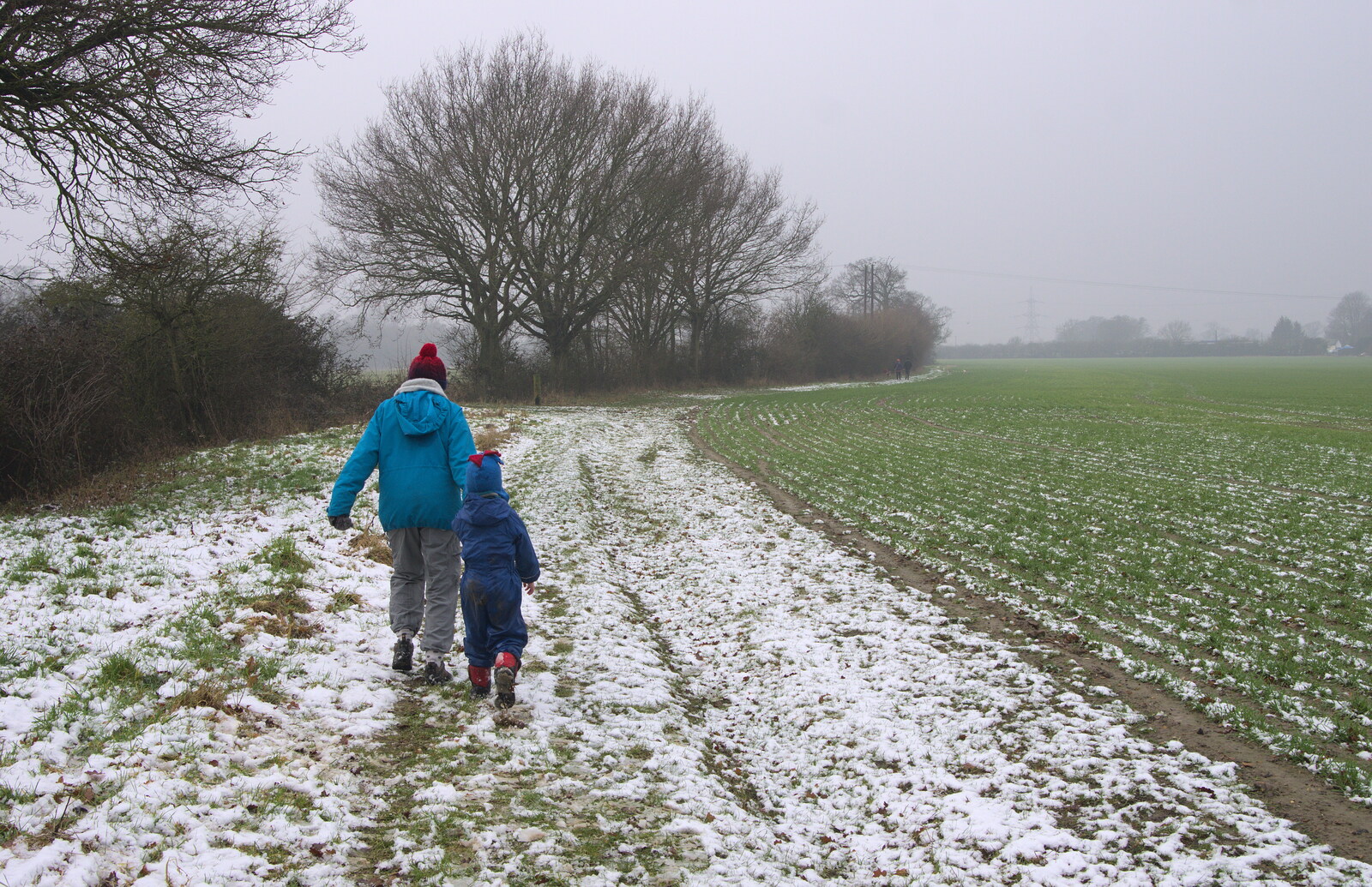 Walking on more fields from A Snowy Day, Brome, Suffolk - 12th February 2017
