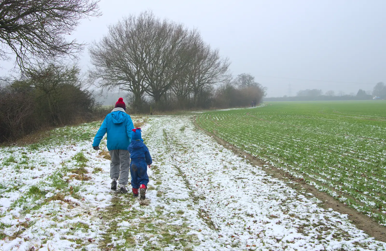 Walking on more fields, from A Snowy Day, Brome, Suffolk - 12th February 2017