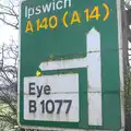 An ancient road sign, A Snowy Day, Brome, Suffolk - 12th February 2017