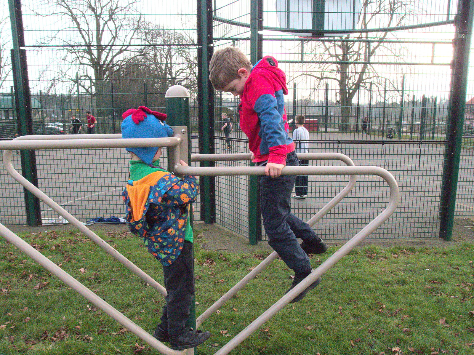 The boys on the parallel bars from Little Venice and Diss Park, West London and Norfolk - 17th February 2017