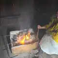 Inside the smoky house, someone is being all Saxon, An Anglo-Saxon Village, West Stow, Suffolk - 19th February 2017