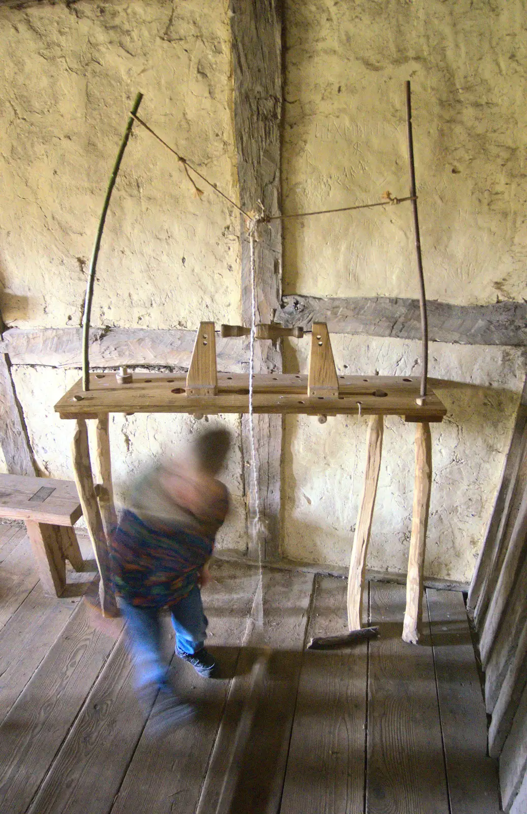 Harry is a blur of action on a lathe, from An Anglo-Saxon Village, West Stow, Suffolk - 19th February 2017