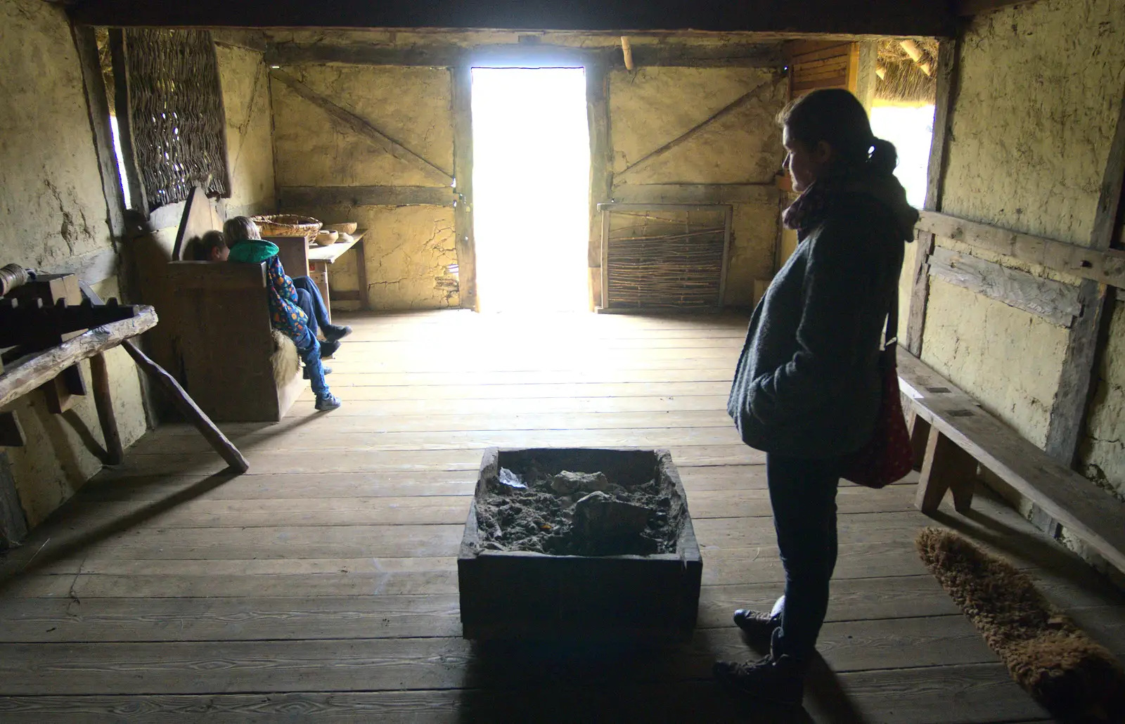 Isobel in the Great Hall, from An Anglo-Saxon Village, West Stow, Suffolk - 19th February 2017