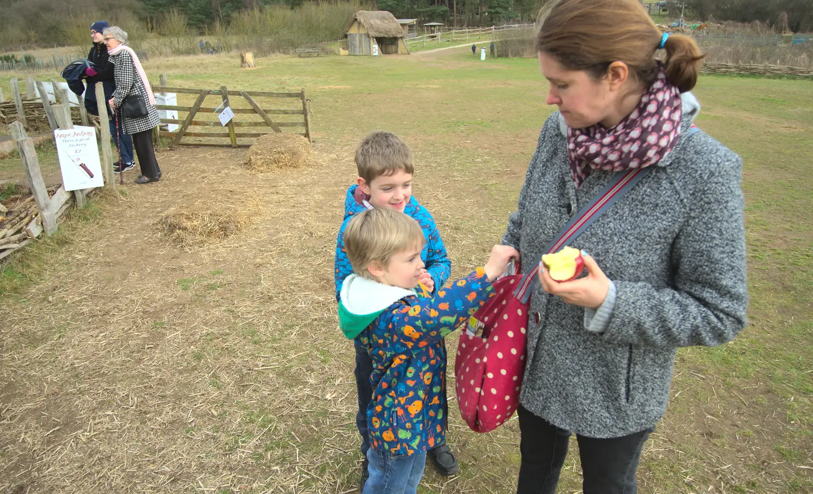 The boys pester for snacks, from An Anglo-Saxon Village, West Stow, Suffolk - 19th February 2017