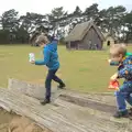 Fred and Harry on a log, An Anglo-Saxon Village, West Stow, Suffolk - 19th February 2017