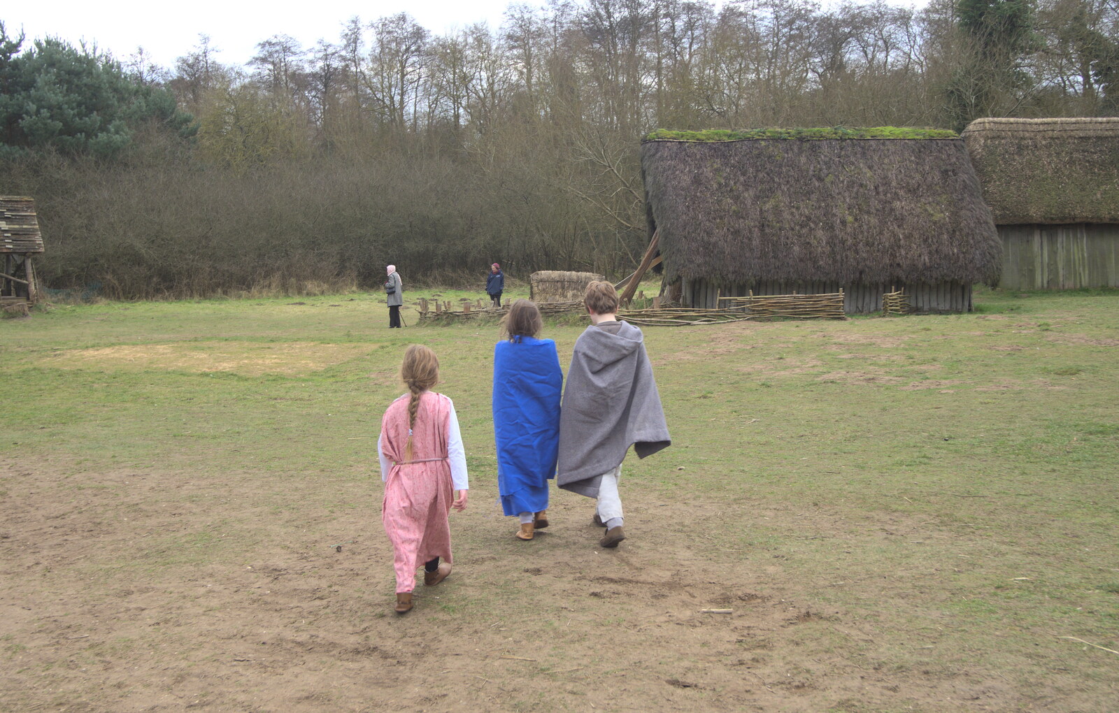 Some children run around pretending to be Saxon from An Anglo-Saxon Village, West Stow, Suffolk - 19th February 2017