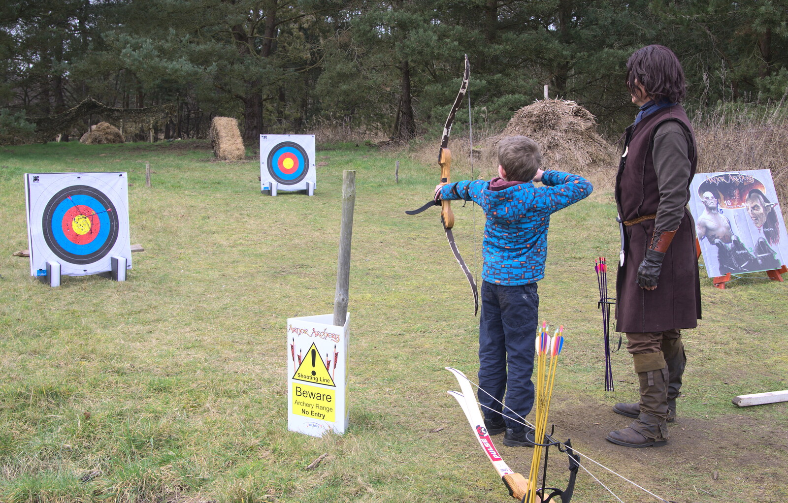 Fred has another go at archery from An Anglo-Saxon Village, West Stow, Suffolk - 19th February 2017