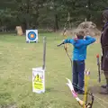 Fred has another go at archery, An Anglo-Saxon Village, West Stow, Suffolk - 19th February 2017