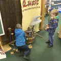 The boys look at film props, An Anglo-Saxon Village, West Stow, Suffolk - 19th February 2017