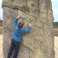 Fred clings to a climbing wall, An Anglo-Saxon Village, West Stow, Suffolk - 19th February 2017